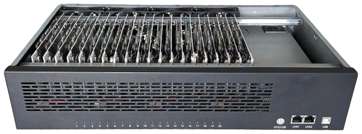 20 节点手机农场盒子机箱 — USB、LAN、OTG 接口